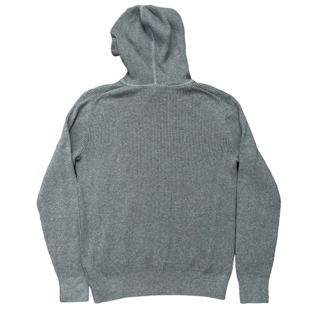 GAP Grey Cotton Long Sleeve Thermal Blue Drawstrings Hoodie Size Medium - Picture 5 of 7